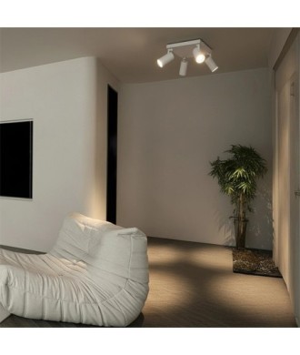 kelvo® SPOTA KLV-101-0147 Κινούμενο Φωτιστικό Σποτ Οροφής για 4 Λάμπες MR16 με Ντουί GU10 AC 220-240V IP20 - Λευκό Ματ - Μ26 x Π26 x Υ14cm